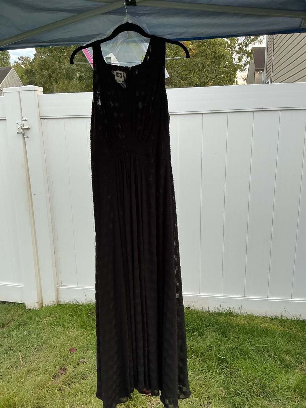 Anne Klein Maxi Dress Size 8 Black Sleeveless Textured Gown (pp-34)